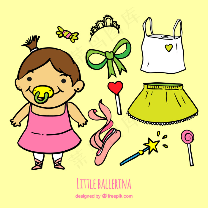 手绘的小芭蕾舞演员