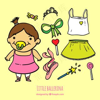 手绘的小芭蕾舞演员