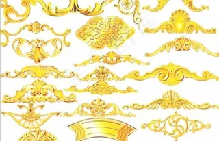 黄金花纹边角图片PSD素材