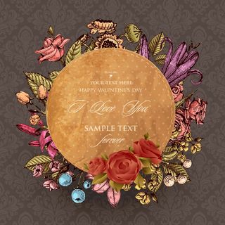 卡通花朵婚礼贺卡矢量素材