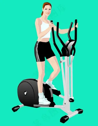 印花矢量图 人物 女人 运动 器械...