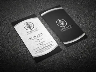 创意简洁黑白竖版名片设计模板