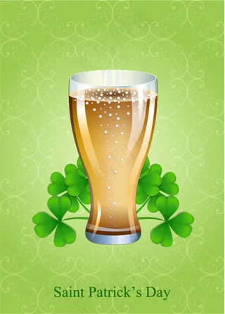 四叶草与酒杯素材图片