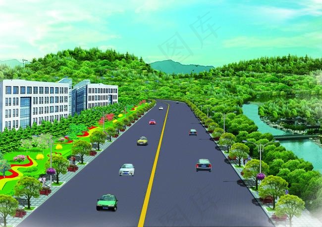 道路绿化psd分层(4961X3508(DPI:300))psd模版下载