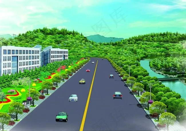 道路绿化psd分层(4961X3508(DPI:300))psd模版下载