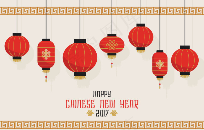 中国新年背景挂灯笼