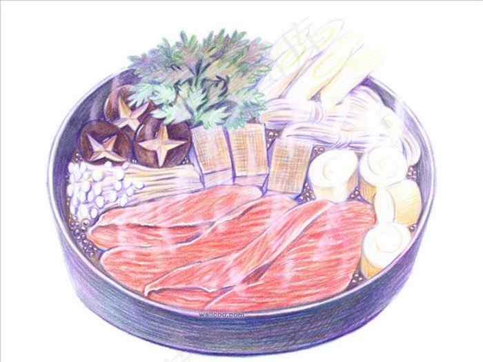 手绘日式火锅料理