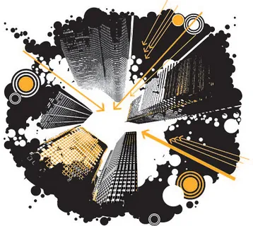 城市高层建筑的插画矢量马的趋势