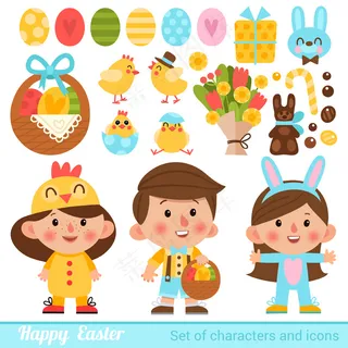 卡通学生儿童插画风格人物展板矢量素...