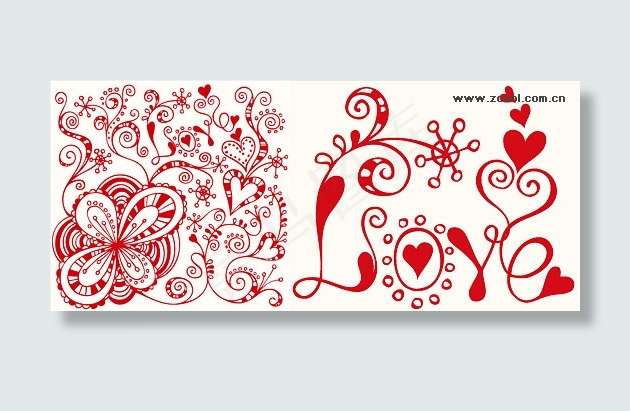 摘要心形花纹矢量素材