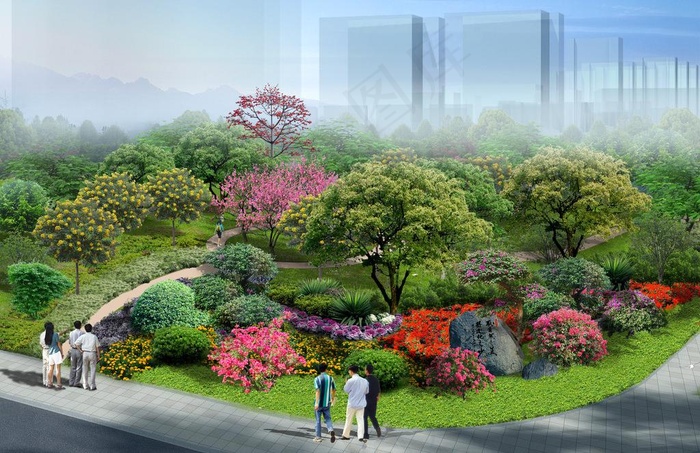 街头绿化鸟瞰图图片