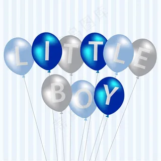 小男孩蓝色气球卡矢量格式