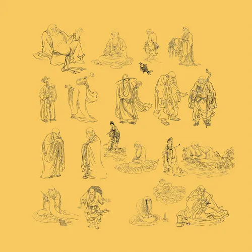 宗教白描素材大全传统文化PSD素材psd模版下载