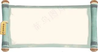 清新蓝色菜谱卷轴png元素