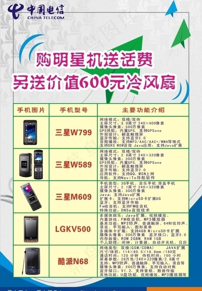 电信明星机海报图片cdr矢量模版下载