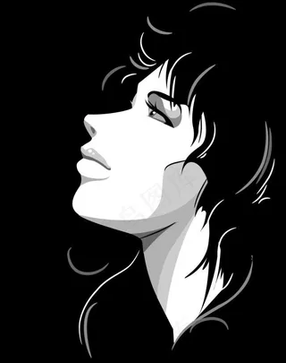 仰望黑白美女侧脸