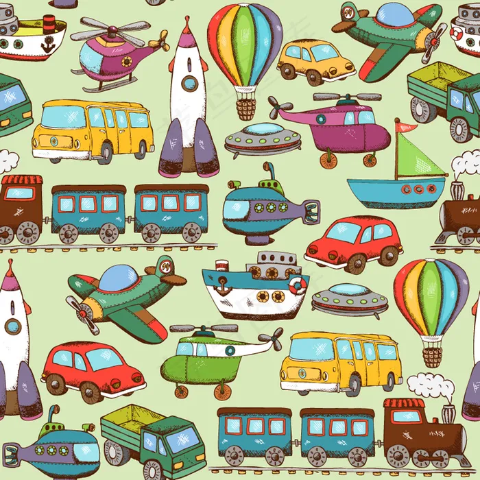 彩绘各种现代交通工具cdr矢量模版下载