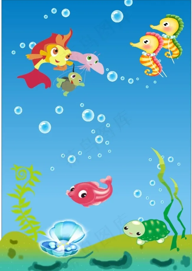 海底世界小鲤鱼背景cdr矢量模版下载