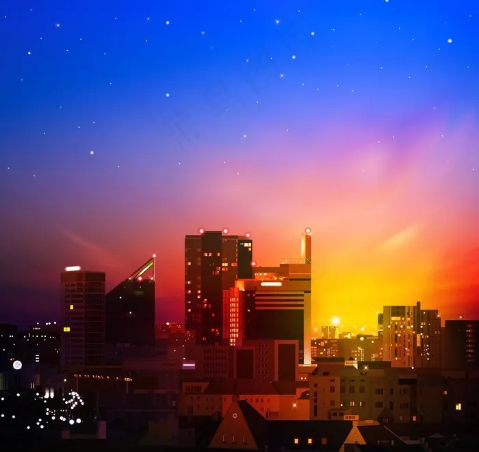 城市夜景图片eps,ai矢量模版下载