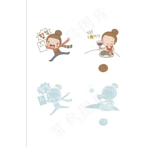 超可爱卡通女孩矢量素材免费下载