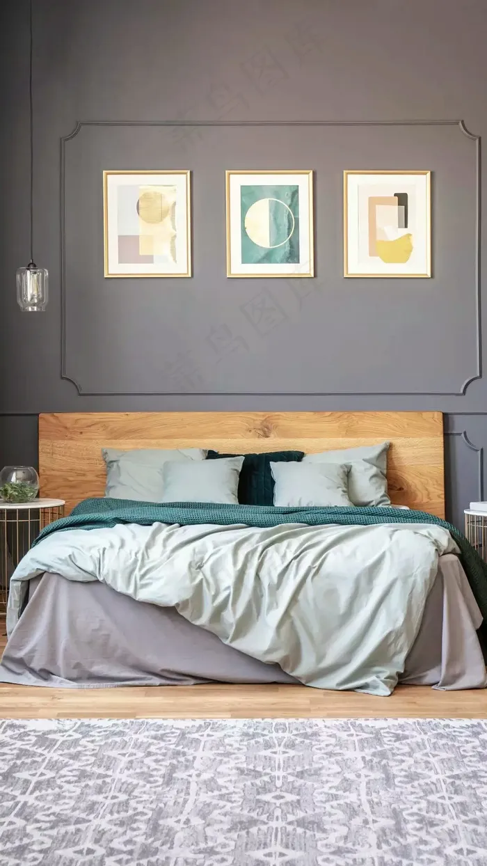 卧室床壁画高清摄影图片