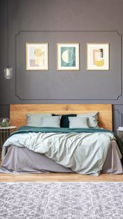 卧室床壁画高清摄影图片