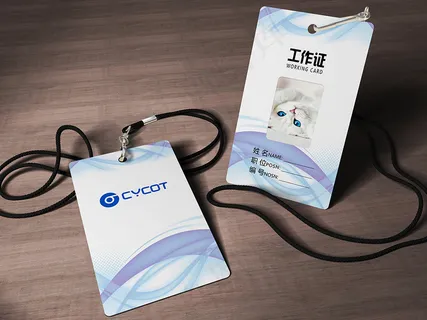 蓝色线条工作证背景工作证模板