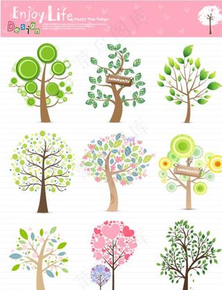 手绘爱心树 标牌树 圈圈树图片