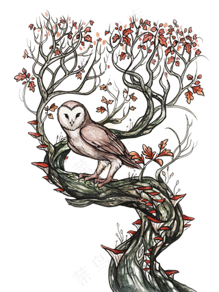简约时尚卡通猫头鹰装饰画无框画元素