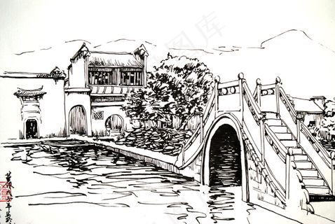 钢笔风景 建筑风景速写