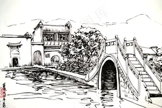 钢笔风景 建筑风景速写