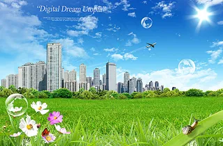 城市绿化展板背景