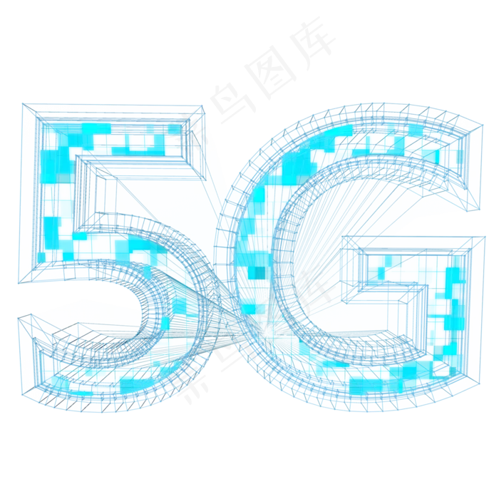 蓝色网格科技感5G装饰,免抠元素(2000*2000px 300 dpi )psd模版下载
