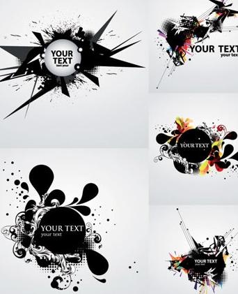 潮流动感墨迹背景矢量素材