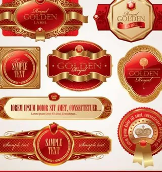 精美华丽标签瓶贴矢量素材瓶身贴