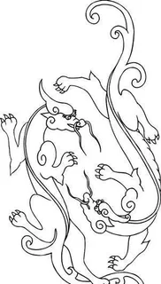 龙纹 中华传统 花纹 黑白 装饰 AI