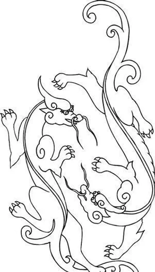 龙纹 中华传统 花纹 黑白 装饰 AI