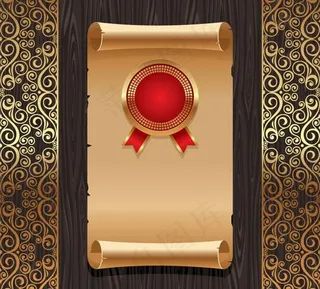 金色花纹旧纸张木板背景矢量素材