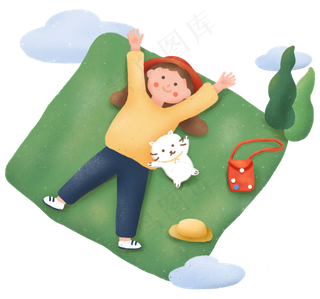 国庆节秋游出游女孩与猫咪国庆节秋游出游女孩与猫咪