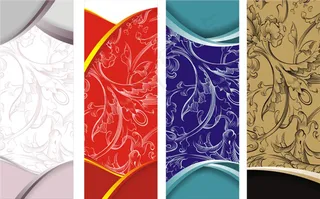 时尚线描花纹条幅CDR素材