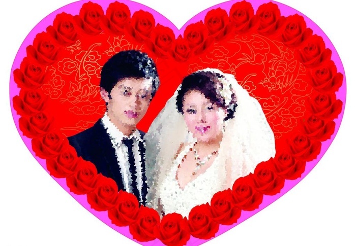 桃心 结婚图片psd模版下载