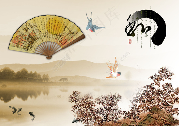 祥和中国风背景PSD素材(3508X2480(DPI:300))psd模版下载