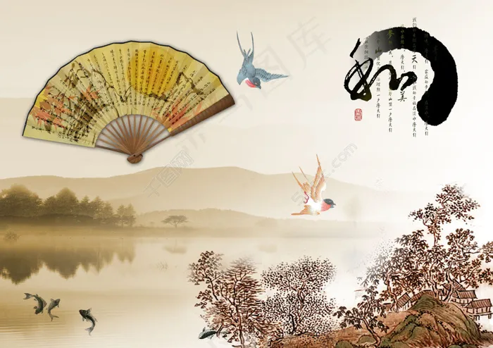 祥和中国风背景PSD素材(3508X2480(DPI:300))psd模版下载