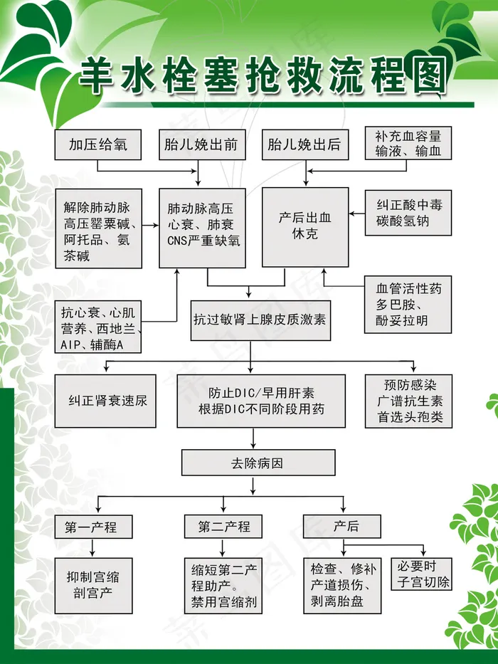 羊水栓塞抢救流程图psd模版下载