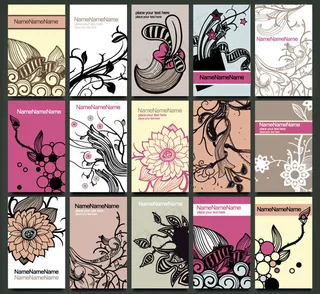 古典花纹花朵卡片设计矢量素材