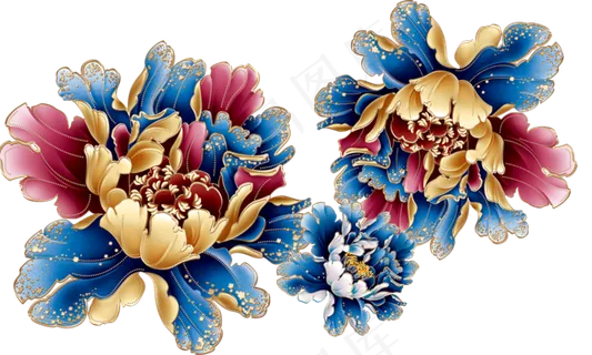 金色牡丹花卉png高清素材