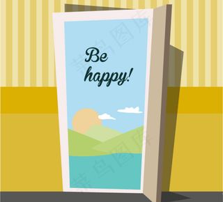 创意门外风景插画