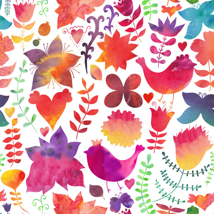 花鸟拷贝 广场一侧水彩肌理