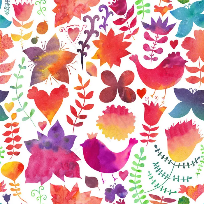 花鸟拷贝 广场一侧水彩肌理