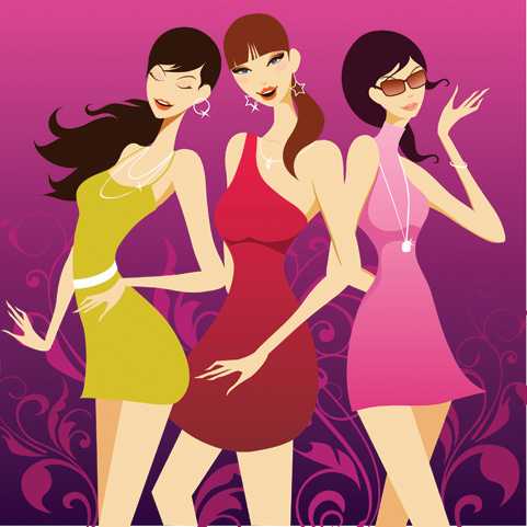 时尚shopping女性矢量图